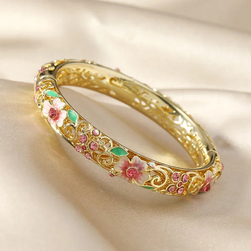 Chinese Women's Hand Bracelet Enamel Cloisonne Bracelet High Quality Italian Ethnic Style Bangle For Ladies Girl Jewelry Gifts
