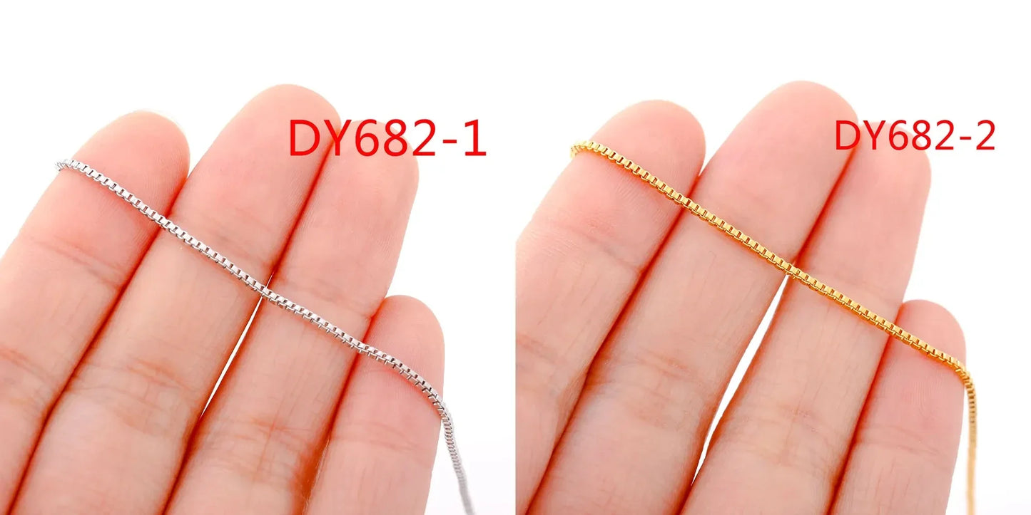 5Pcs/Lot Stainless Steel Bead Rope Link/Cuban/Paperclip Links Snake Chain Necklace Diy Women Jewelry 18K Gold Color Neck Chains