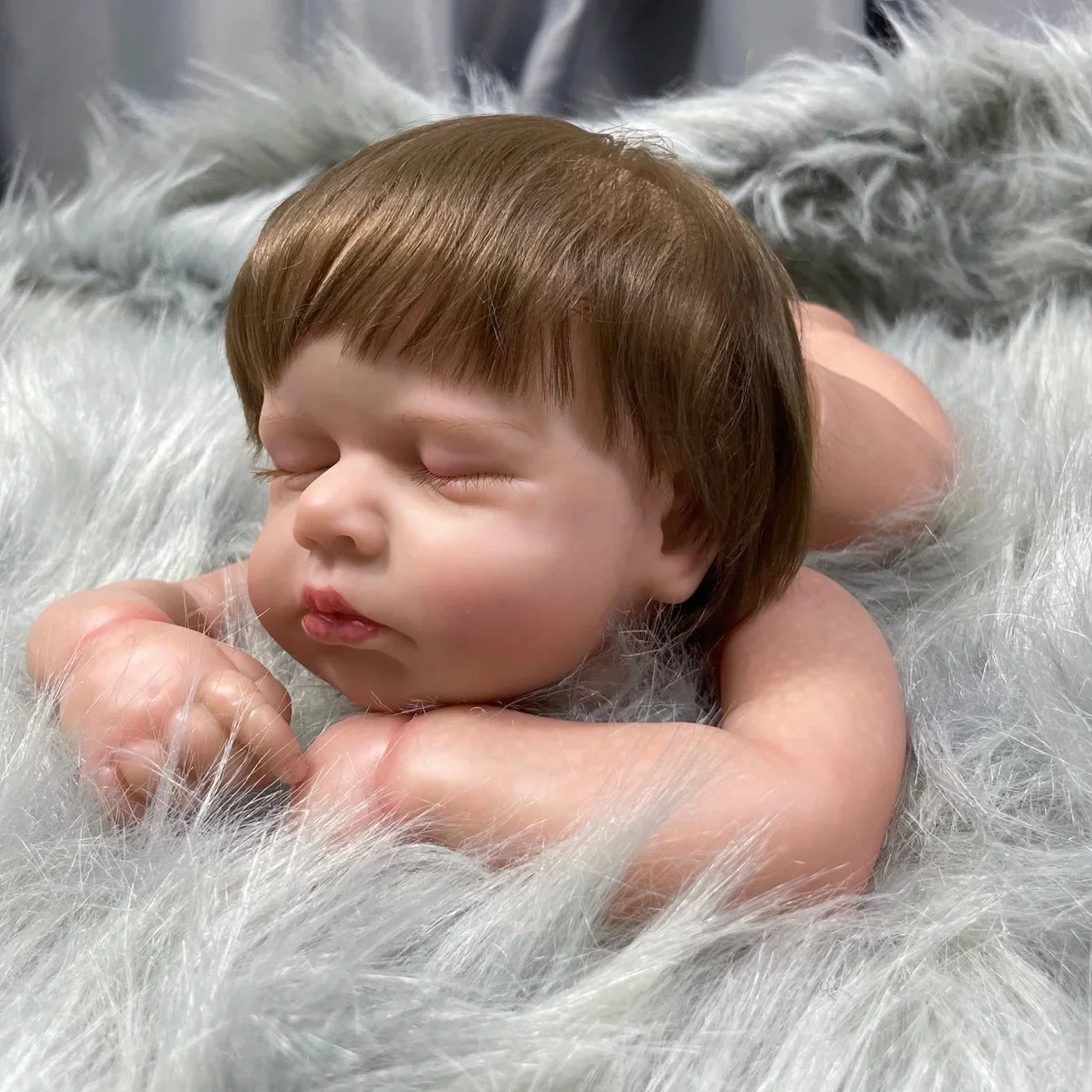 20Inch Painted Reborn Doll Kit LouLou With Rooted Hair and Cloth Body Unassembled DIY Doll Parts Toy