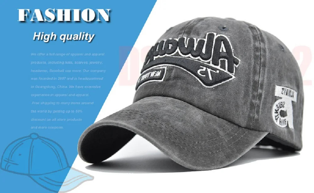 Embroidered Baseball Cap For Women Men New Spring Summer Solid Sunhat Retro Washable Sport Snapback Caps Hip Hop Fishing Hat