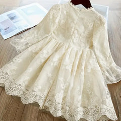 Kids Dresses For Girls Flower Lace Tulle Dress Wedding Little Girl Ceremony Party