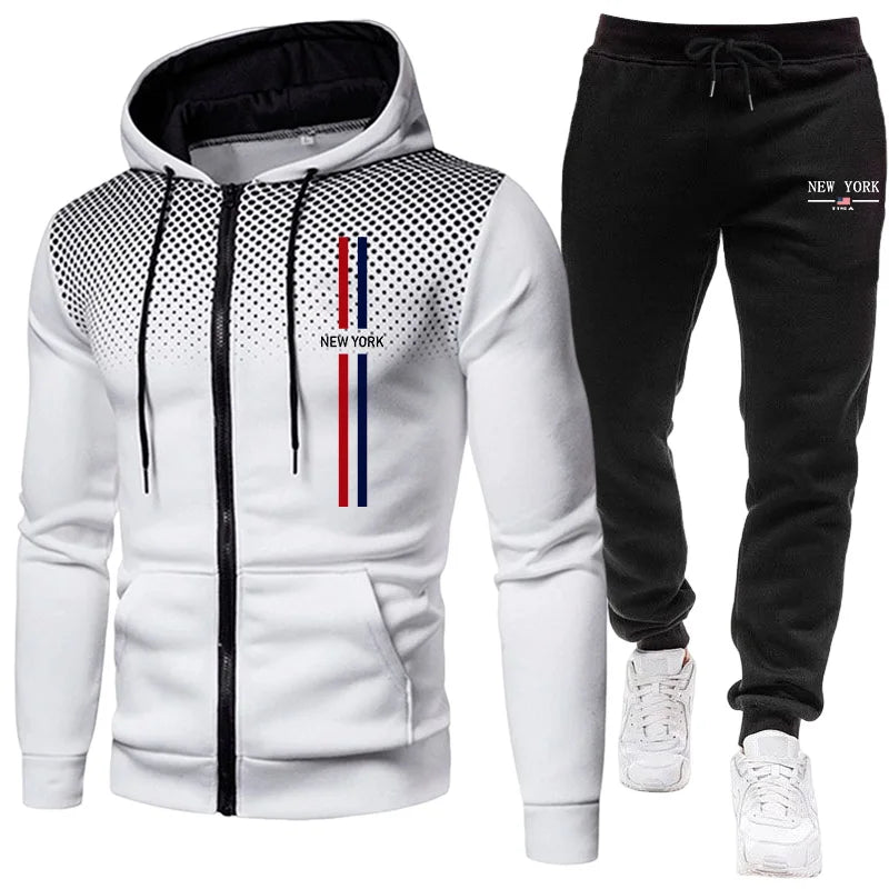 2025 Brand New Men's Tracksuit Hoodie Sweatpants Urban Casual Fashion Sportswear Autumn Winter Daily Casual Sporty Zipper Outfit