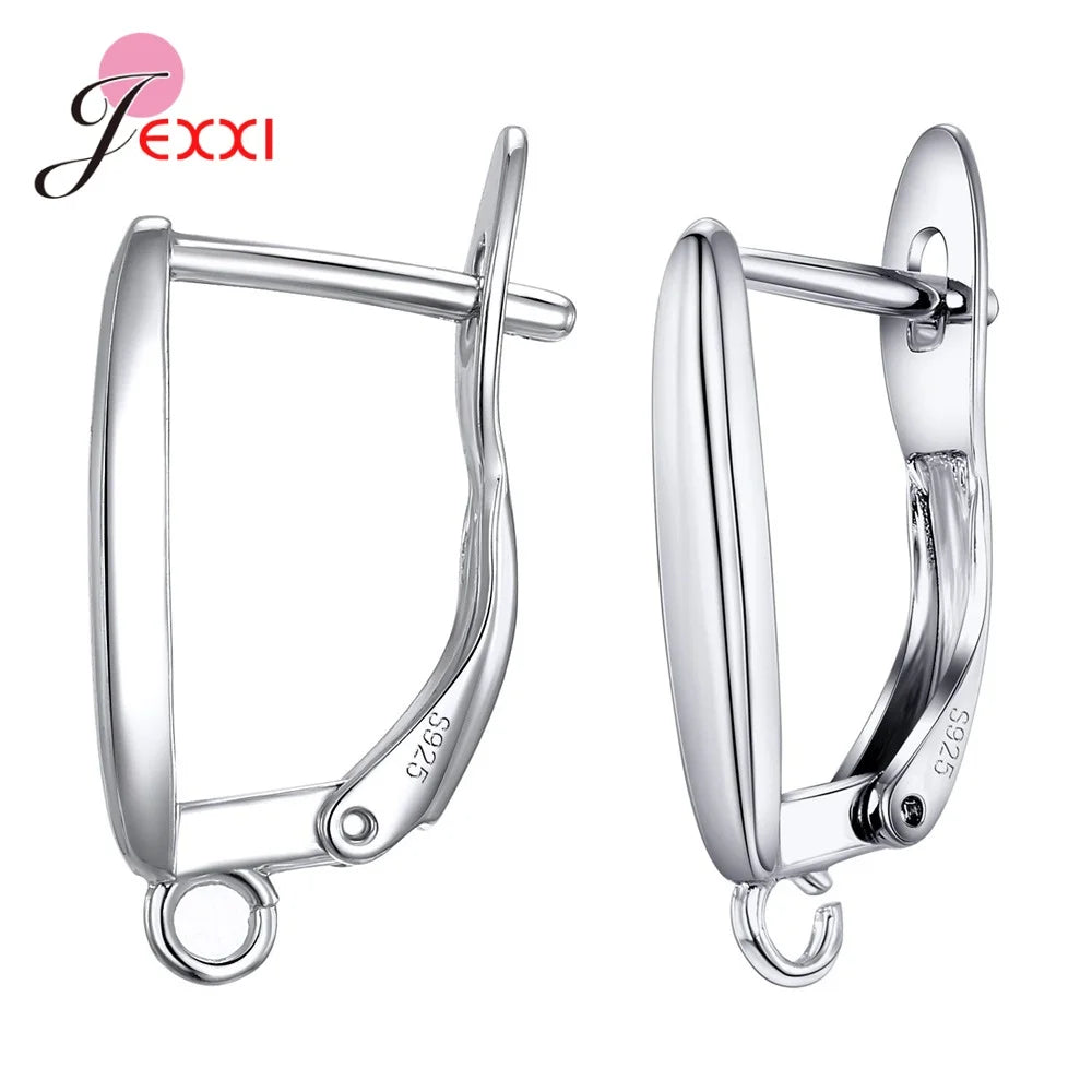 Drop Shipping Genuine 925 Sterling Silver Earrings Findings For DIY Jewelry Accessory High Quality Women Girls Jewelry Component