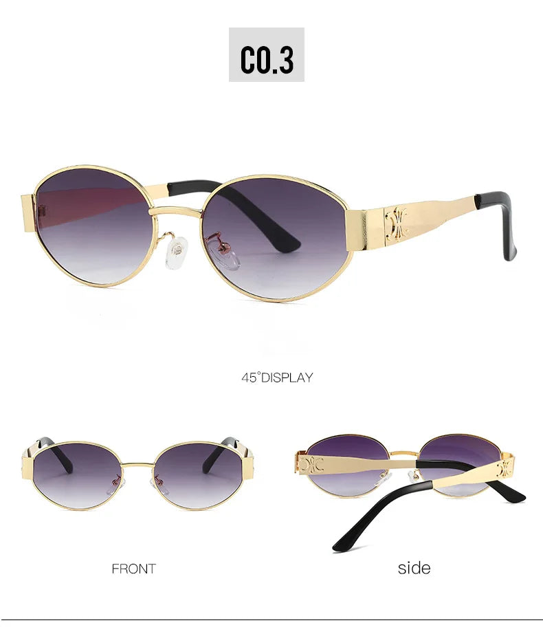 New Oval Frame Fashionable Sunglasses Metal Frame Personalized Sunglasses Ins Trendy Sunglasses For Friend Gifts