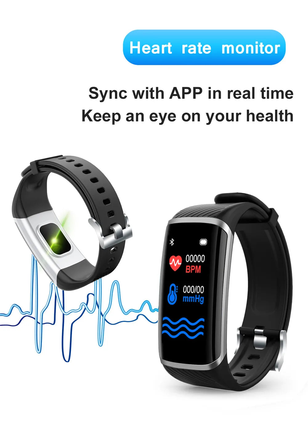 Smart Fitness Bracelet Heart Rate Blood Pressure Fitness Tracker  ForAndroid IOS Customize Wallpaper Smart Band Watch Men Women