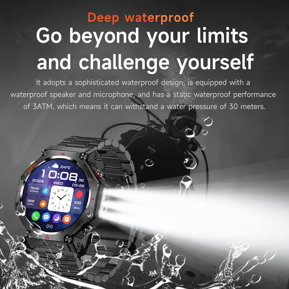 2025 For HUAIWE Military Outdoor GPS Sports Smart Watch Men 1.39" 5ATM Waterproof 530mAh ChatGPT AI Assistant Compass Smartwatch