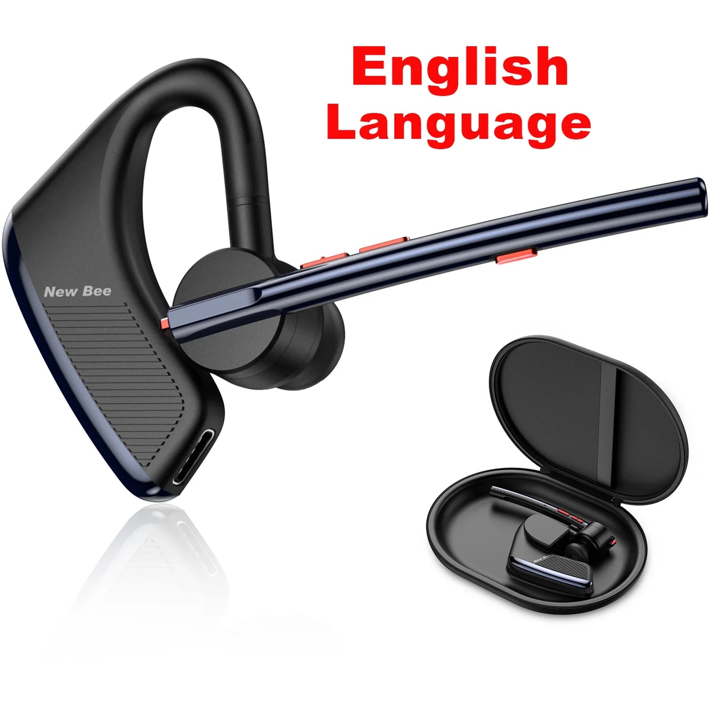 New Bee M50 Bluetooth Headset Wireless Earpiece Earphones 24 Hrs Talk Time V5.2 Headphones with Dual Mic CVC8.0 Handsfree