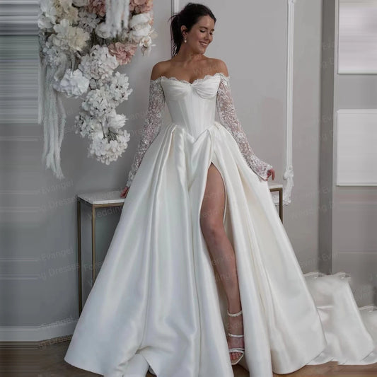 White Bridesmaid Dresses: Wedding Dresses A Line Woman's Sequined Off Shoulder