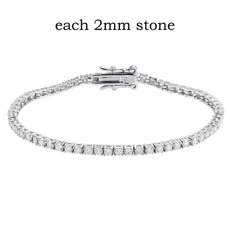 Smyoue 2-6.5mm Real Moissanite Tennis Bracelet for Women Christmas Gift Platinum Plated 100% 925 Sterling Silver Wedding Jewelry