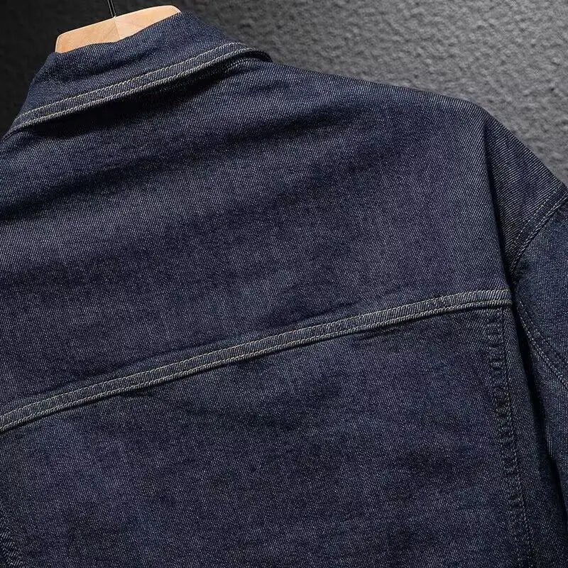 Large Pockets Men Jean Coats Cargo Biker Denim Jacket Motorcycle Spring Autumn