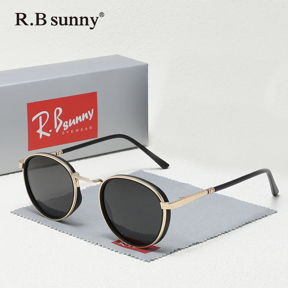 Retro Round Frame Sunglasses Men Polarized Luxury Women Driving Glasses Anti-glare UV400 Alloy Eyewear Accessories