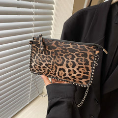 Leopard Crossbody Bags For Women Fashion Chain Mobile Phone Purse Travel