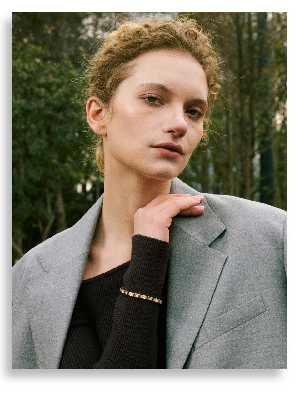 Yhpup Waterproof High Quality Shiny Cubic Zirconia Chain Premium Bracelet Bangle Stainless Steel New Jewelry