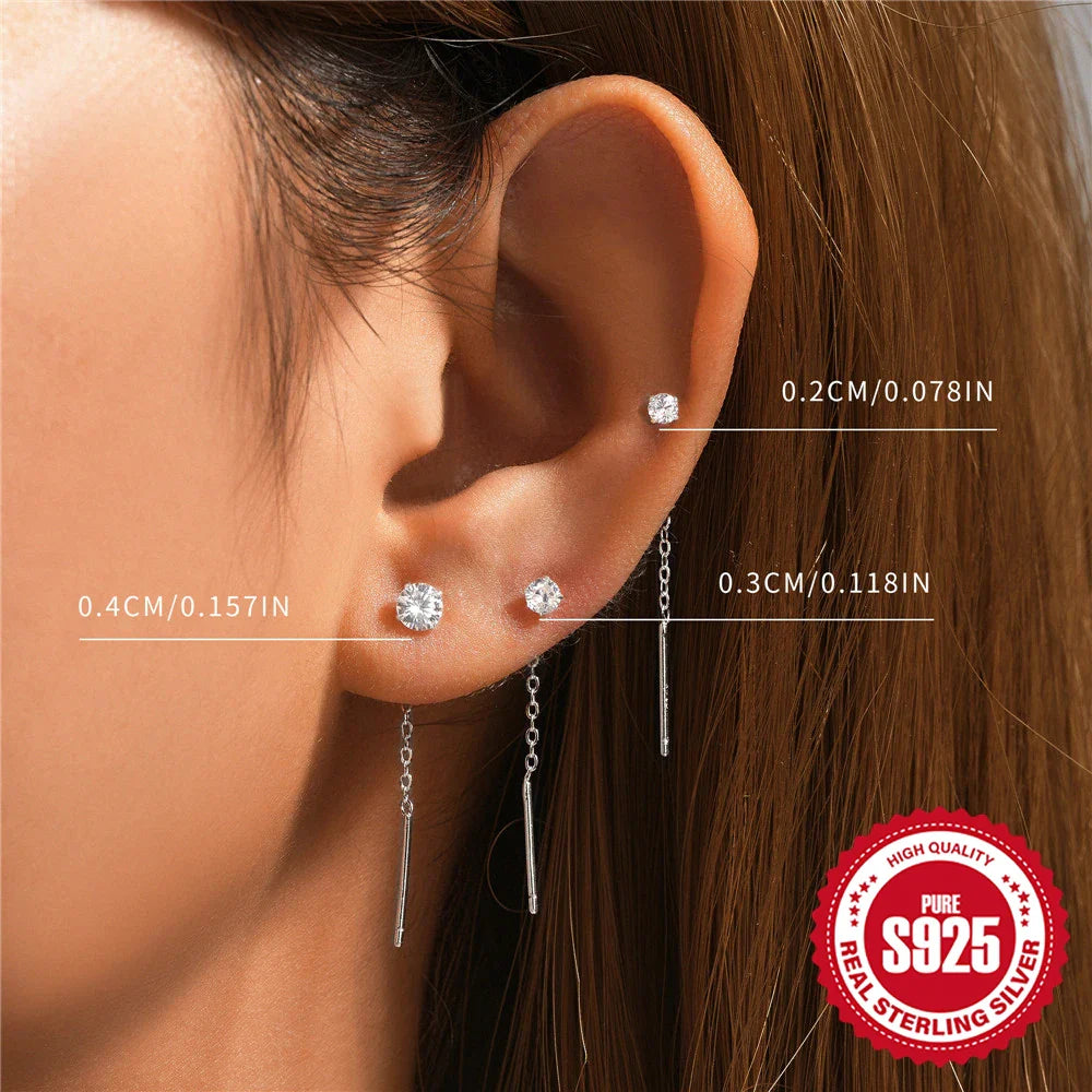 CANNER Set Double Layer Smooth Classic Hoop Earrings For Women 925 Sterling Silver Ins Flower Color Zircon Earrings Fine Jewelry