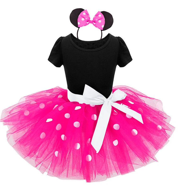 Cute Baby Girl Dress for 9M-4Yrs Children Summer Clothes Kids Minnie Mouse Polka