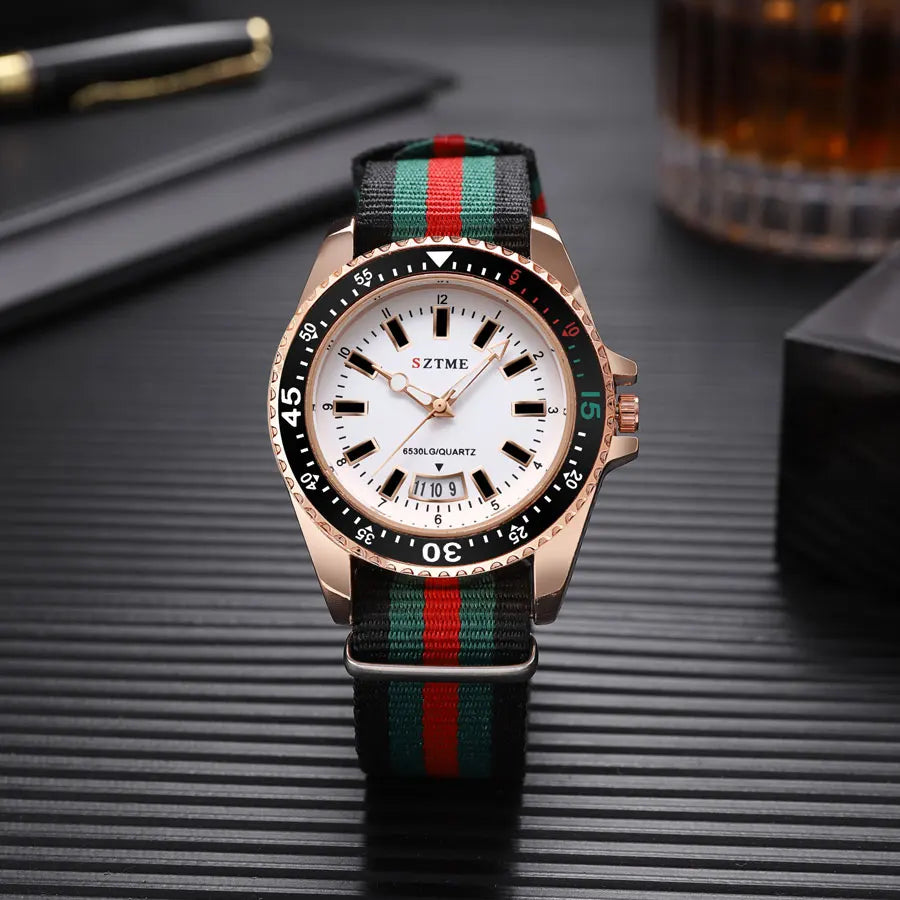 New fashionable women's nylon strap calendar watch, luxurious and simple casual couple luminous quartz watch