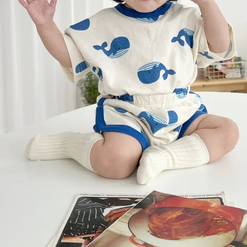 Baby Boy Clothing Set Toddler Kids Summer Clothes Cartoon T-shirt+Shorts 2Piece Suit Newborn Boy Girl Outfits Summer Tracksuits