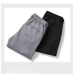 Men's Back Elastic Waist Small Suit Pants, Loose Straight Trousers