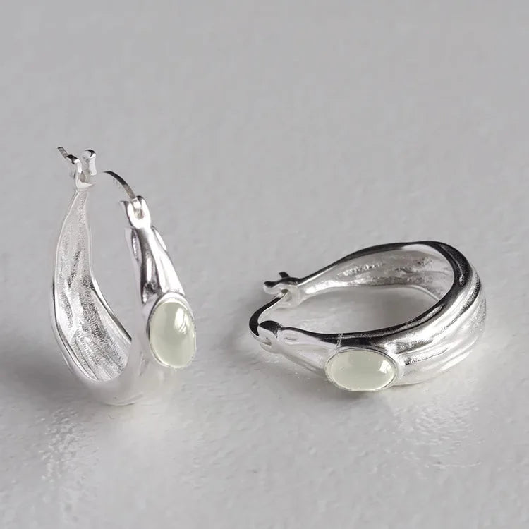 New 925 Sterling Silver Hoop Earrings Pearl Droplet Irregular Vintage Punk For Women Girl Gift Jewelry Dropshipping Wholesale