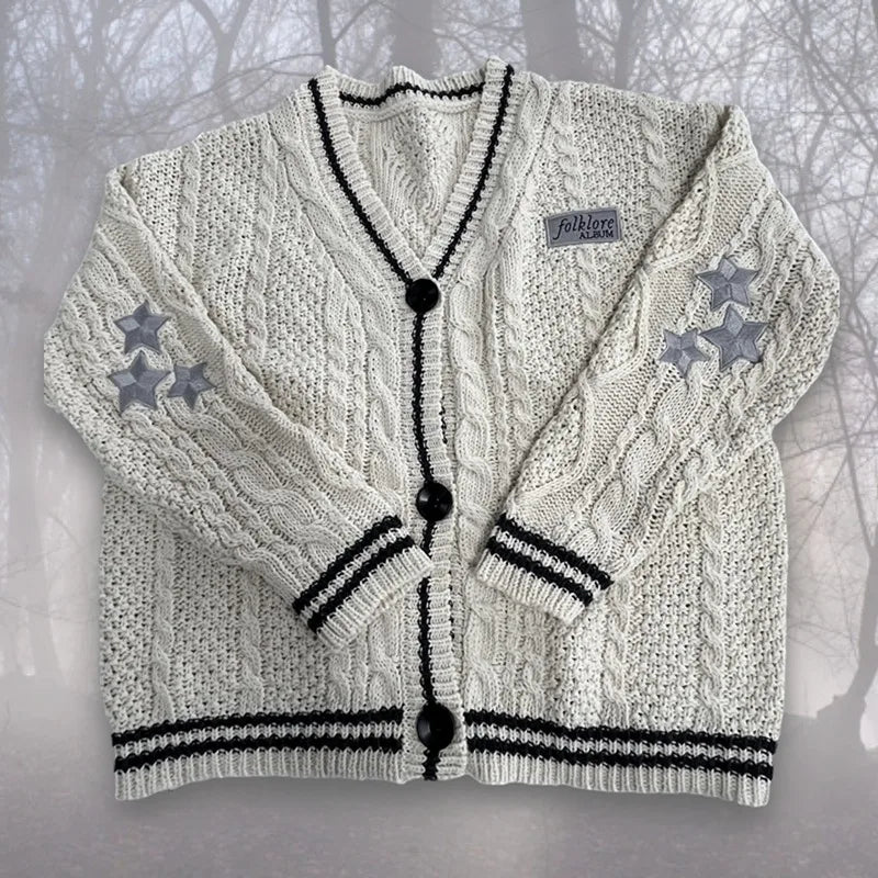Autumn Women Trend Loose Fitting Floral Embroidered Knitted