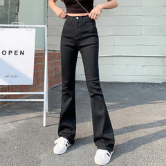 Flared Jeans Woman High Waist Wide Leg Pants Leisure Fashion Stretch