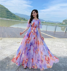 Plus Size Bohemian Beach Sundress Flying Clothing Chiffon Loose