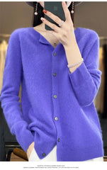 Spring and Autumn  New 100% pure merino cashmere sweater women's O-neck