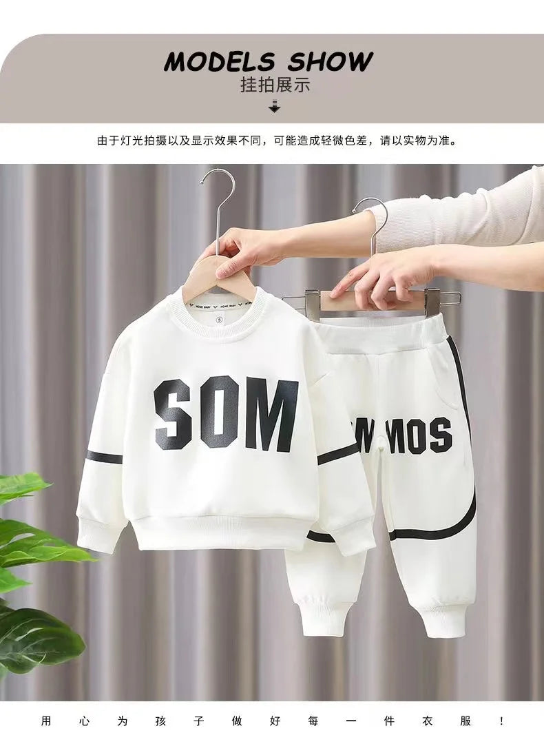 Spring Autumn Boys Clothing Set 2024 New Children's Baby Top and Pants Two Piece Boys Long Sleeve Sweater Set Kids Clothes Suit