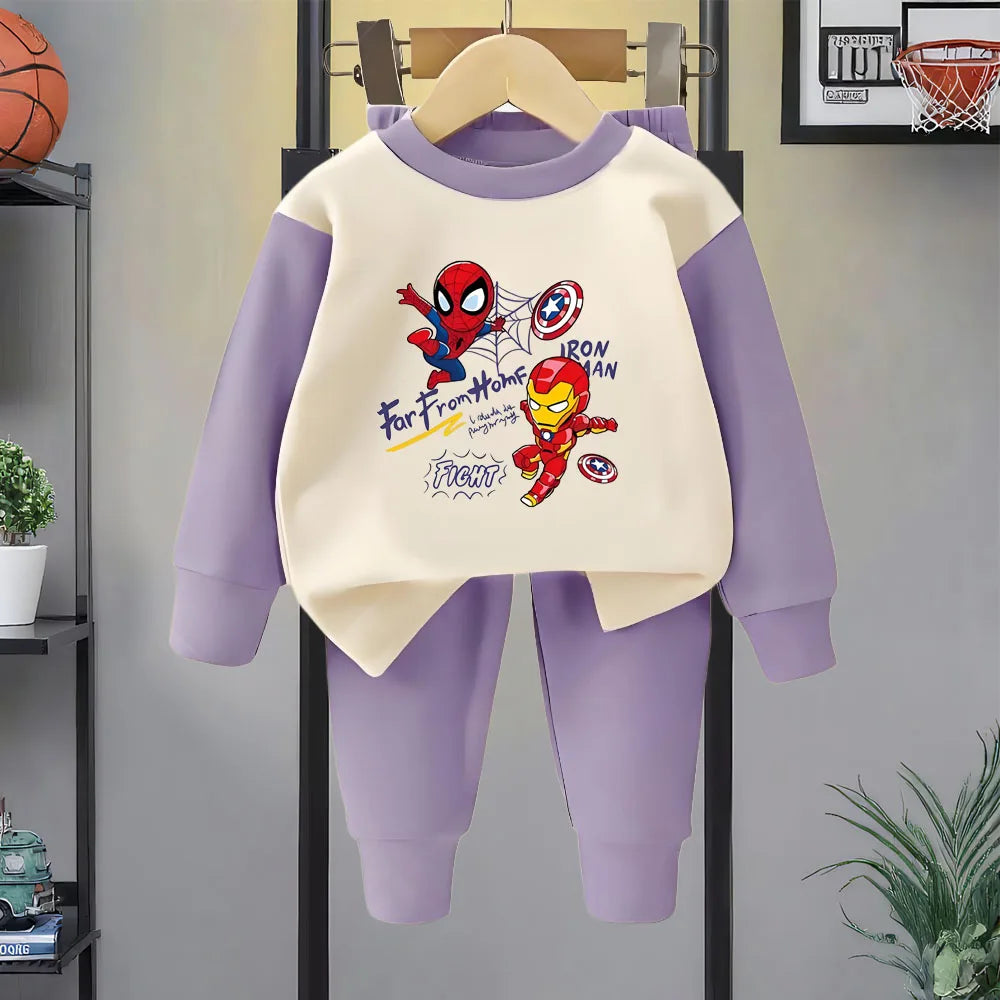 Spring Autumn Children's Clothing Sets Boys Sleepwear Clothes Kids Anime Spiderman Pajamas Set Soft Dralon Iron Man Pijamas New