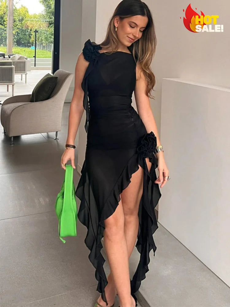 Evening wear Dresses: Dresses Women Flower Sleeveless Elegant Club Party