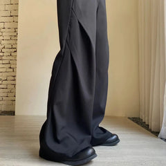 Stylish High Quality Pleated Design Elegant Men Baggy Wide Leg Trendy