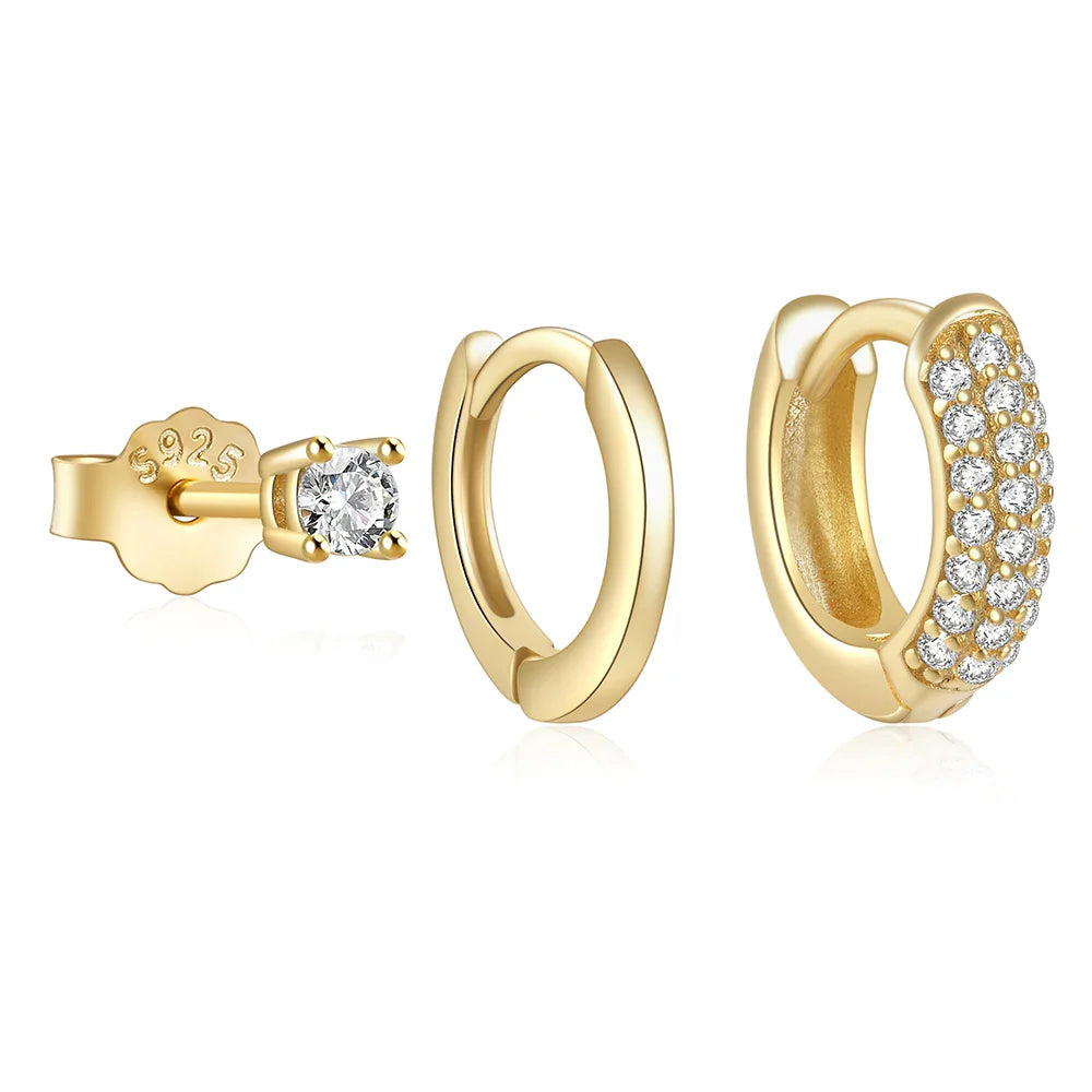 ROXI 925 Sterling Silver 3PCS DIY Hoop Earring With Piercing Stud Earring Set Women Men Party Wedding Jewelry Set pendientes 925