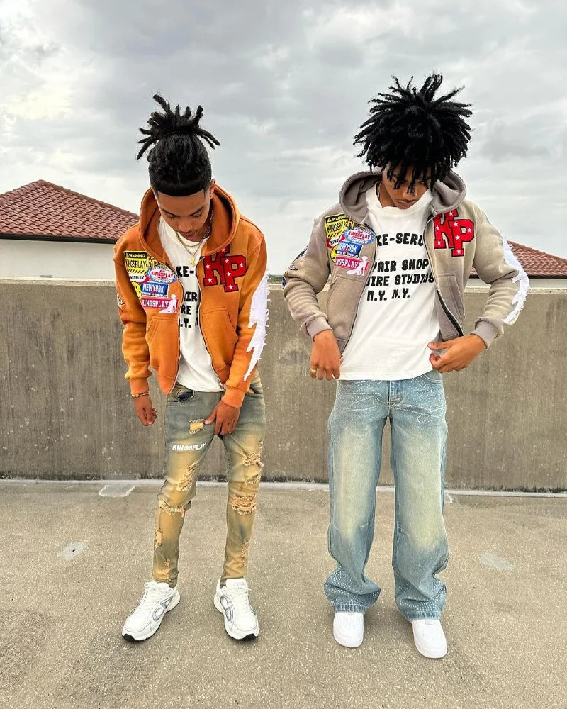 Street Harajuku Hip-hop Letter Embroidered Oversized Sweatshirt Men