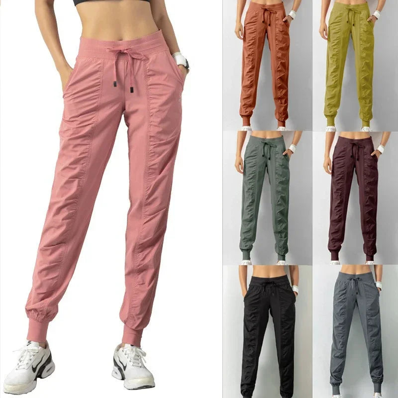 Sweatpants Fabric Drawstring Running Sport Joggers Women Quick Dry Athletic Gym