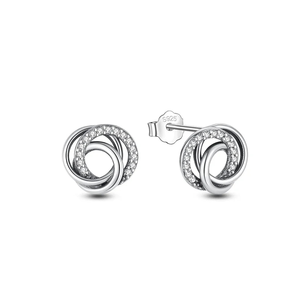 Original 925 Sterling Silver Earrings 2025 Stud Hoop Crystal Earings For Women Rose Gold Crown Heart Infinity Bee Earing Jewelry