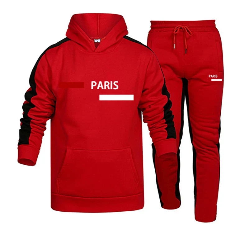 Hot Sales Mens Tracksuit Print Casual Hooded Sweatshirts 2 Pcs Set  Autumn Winter Sports Jogging Mens Clothing Street Sportswear
