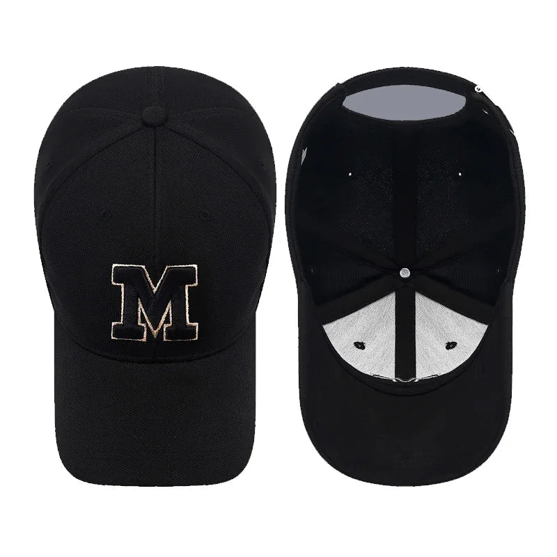 Fashion Men Women M Letter Three-Dimensional Embroidery Baseball Cap New Unisex Outdoor Casual Sport Duck Tongue Cap Sun Hat