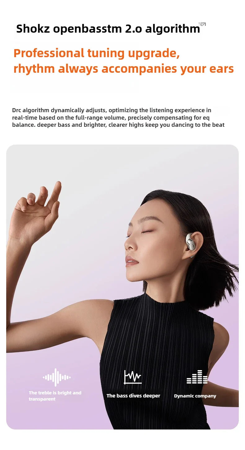 Shokz OpenFit 2+ T921 Open Hanging Ear Headsets Dolby Audio Wireless Bluetooth Earphones,DualBoost Technology AI Noise Reduction