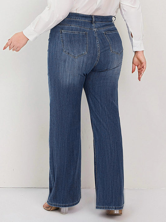 Plus Size Women Jeans Wide Leg Women Jeans Autumn Straight Lady Loose Large