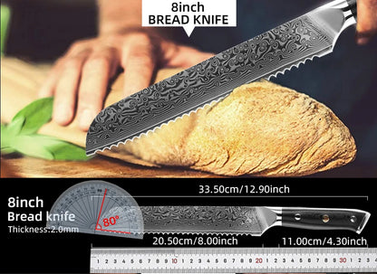 Damascus Kitchen Knives Set Japanese Chef Kitchen Knives VG10 67 Layer Stainless