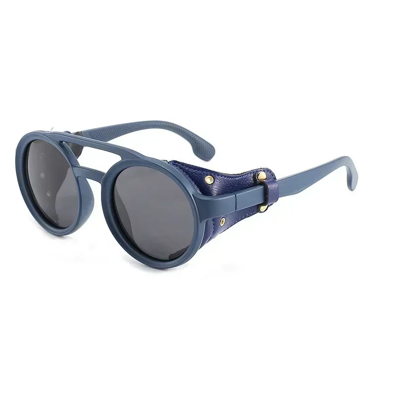 Sunglasses Men Women Classic Sun Glasses With Side Leather Round Eyewears