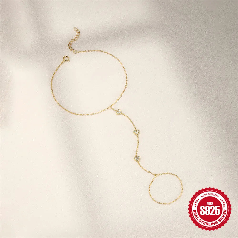 CANNER Minimalism Octagonal Star Finger Bracelet For Women 925 Sterling Silver Ins Flower Multi-layer Bracelet Fine Jewelry