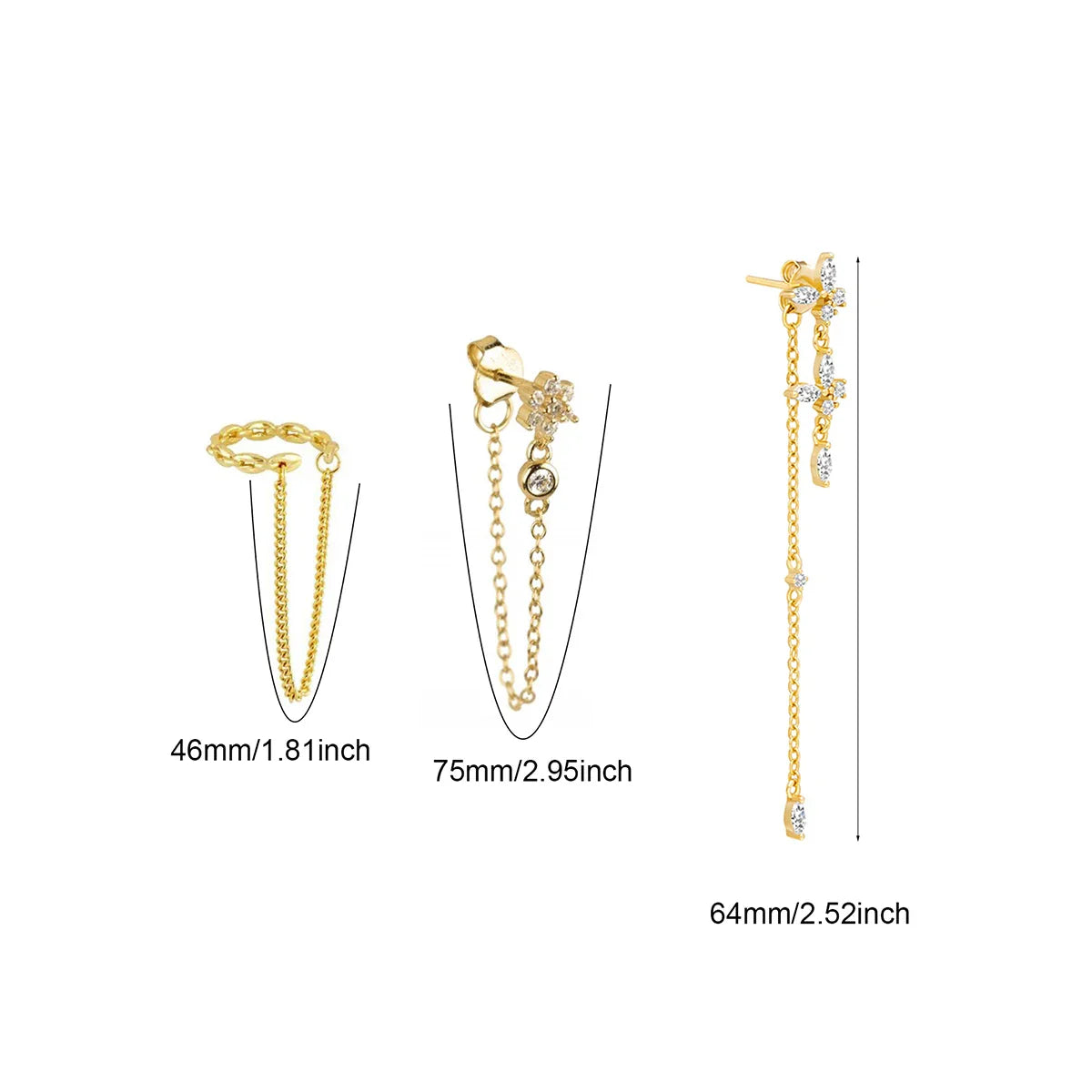 TIANDE Butterfly Chain Drop Dangle Earrings Set For Women Zircon Flower Flower Stud Earrings Woman Piercing Jewelry Accessories