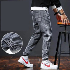 Spring Summer Black Blue Cargo Jeans Men Streetwear Denim Jogger Pants Men