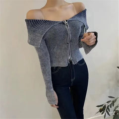 Women Hotsweet Solid Color Knitting Long Sleeve Slim Cardigans