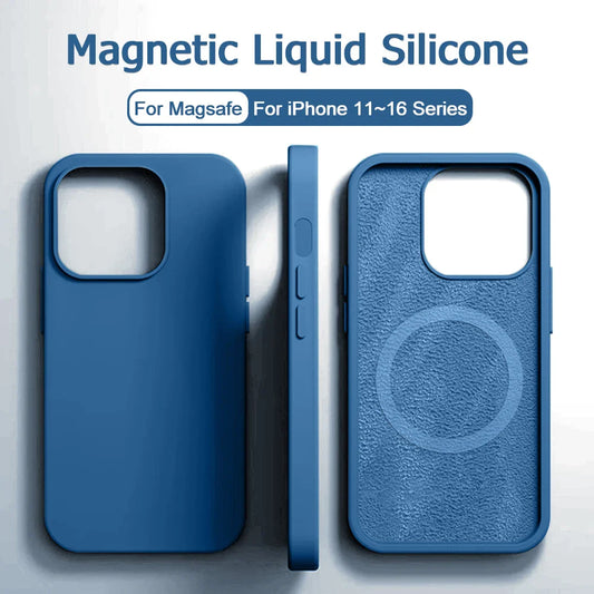 Original Magnetic Liquid Silicone Shockproof Case For iPhone 16 11 12 14 13 15 Pro Max 16 Plus For Magsafe Wireless Charge Cover