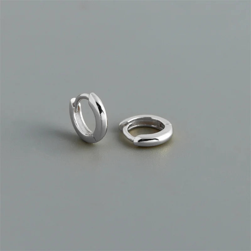 WANTME 925 Sterling Silver Simple Matte Bohemian Round Ear Buckle for Women Punk Unisex Rock Hoop Earring Jewelry Accessories