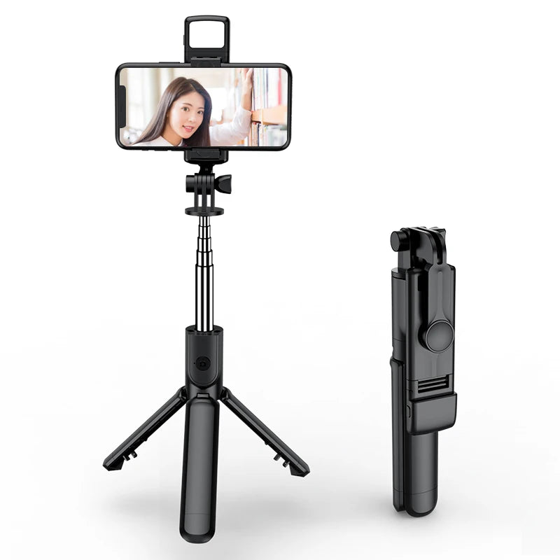 Bluetooth Wireless Selfie Tripod with Fill Light 360 Degree Rotation Remote