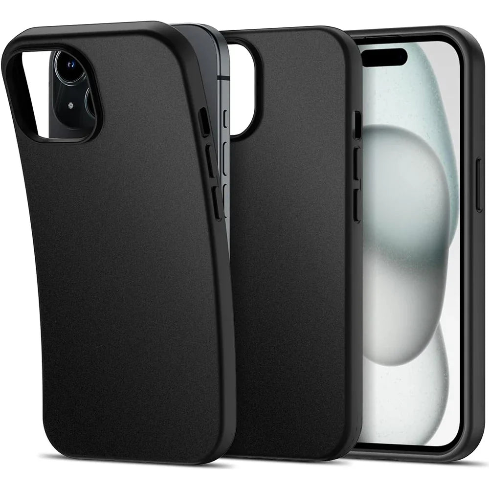 Ultra Thin Matte Silicone Soft TPU Case For iPhone 16 15 14 Plus 13 12 Mini 11 Pro XS Max X XR SE 2 3 7 8 Plus Solid Black Cover