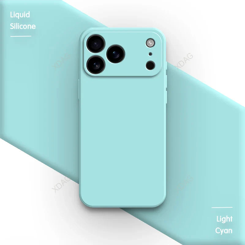 Liquid Silicone Original Phone Case for iPhone 17 Pro Max Air 17Pro 17Max 5G Straight Edge Lens Protection Soft Basic Back Cover